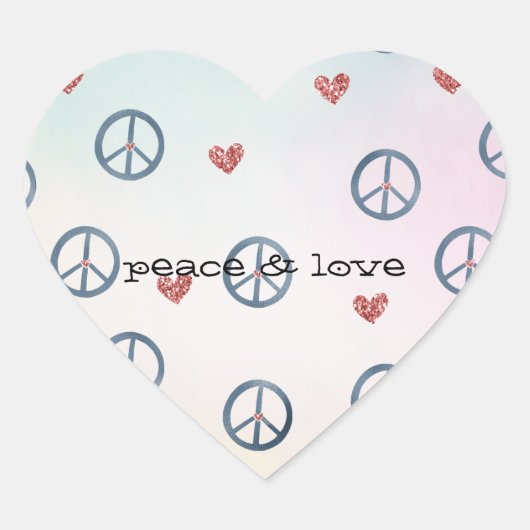 Aqua Pink Yellow Tie Dye Peace Sign met harten Hart Sticker (Voorkant)