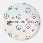 Aqua Pink Yellow Tie Dye Peace Sign met harten Magneet (Voorkant)