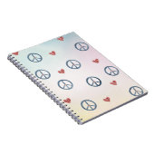 Aqua Pink Yellow Tie Dye Peace Sign met harten Notitieboek (Rechterzijde)