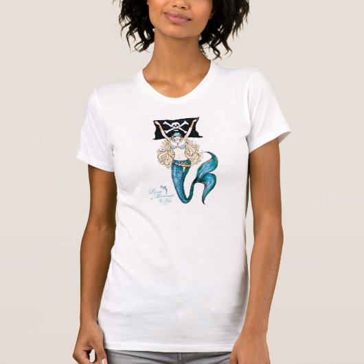 Aqua Pirate Mermaid T-shirt ~ door Kat (Voorkant)