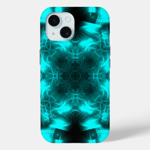 Aqua Plasma Symmetrie Fractale Kunst iPhone 15 Case