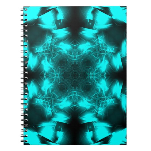Aqua Plasma Symmetrie Fractale Kunst Notitieboek (Voorkant)