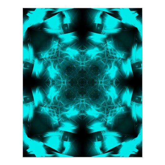 Aqua Plasma Symmetrie Fractale Kunst Perfect Poster (Voorkant)