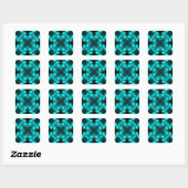 Aqua Plasma Symmetrie Fractale Kunst Vierkante Sticker (Vel)