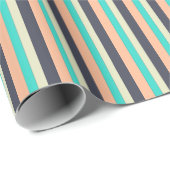 Aqua, Plum en Perzik Stripes Patroon Cadeaupapier (Rol Hoek)