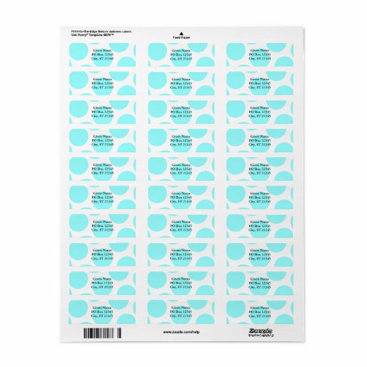 Aqua Polka Dot Etiket (Full Sheet)