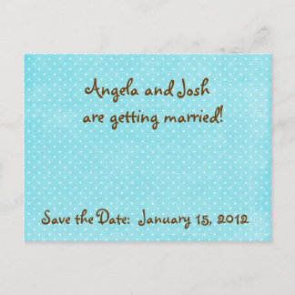 Aqua Polka Dot Save the Date briefkaarten