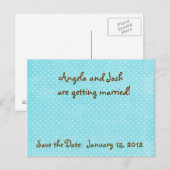 Aqua Polka Dot Save the Date briefkaarten (Voorkant / Achterkant)