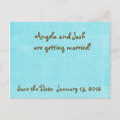 Aqua Polka Dot Save the Date briefkaarten (Voorkant)