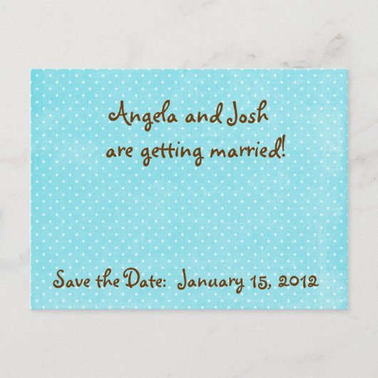Aqua Polka Dot Save the Date briefkaarten (Voorkant)