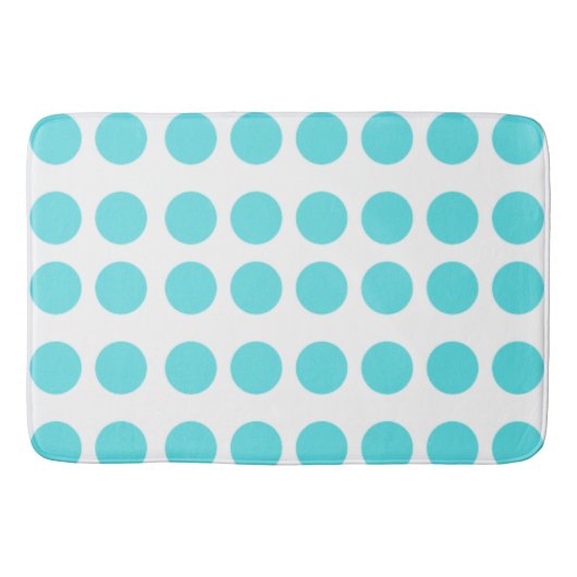Aqua Polka Dots Badmat (Voorkant)