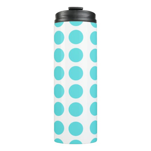 Aqua Polka Dots Design Thermosbeker (Voorkant)