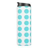 Aqua Polka Dots Design Thermosbeker (Geroteerd rechts)