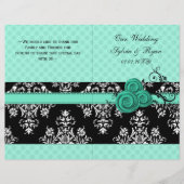 aqua polka dots floral book fold Wedding programme (Voorkant)