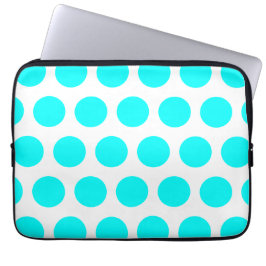 Aqua Polka Dots Laptop Sleeve