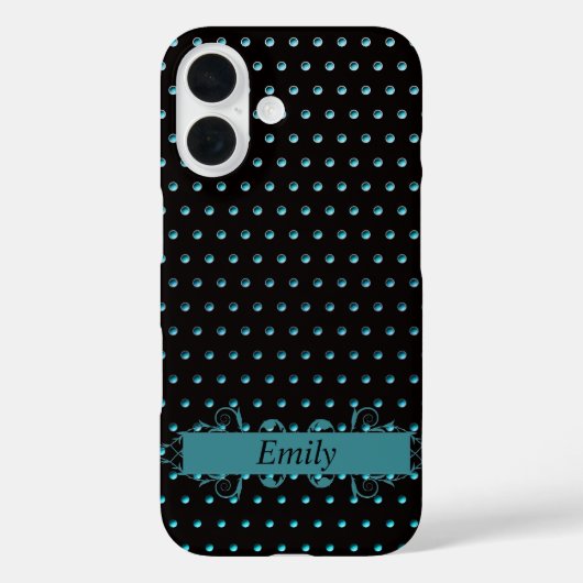 Aqua Polka Dots met naam Case-Mate iPhone Case (Achterkant)