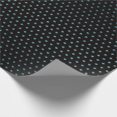 Aqua Polka Dots op zwart Cadeaupapier (Hoek)