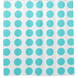 Aqua Polka Dots Shower Curtain Douchegordijn