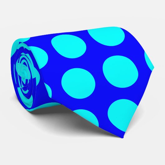 Aqua Polka Dots Stropdas (Opgerold)