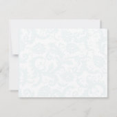 Aqua Pool Blue Damask Swirls bruiloft uitnodiging (Achterkant)