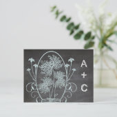 Aqua Powder Blue Mason Jar Chalkboard Wedding Briefkaart (Staand voorkant)
