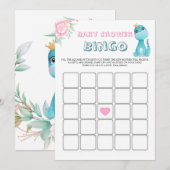 Aqua Princess Dinosaurs Baby shower Bingo (Voorkant / Achterkant)
