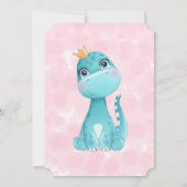 Aqua Princess Dinosaurs Peony Baby shower Invites Kaart (Achterkant)