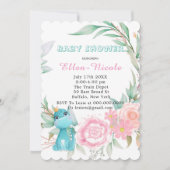 Aqua Princess Dinosaurs Peony Baby shower Invites Kaart (Voorkant)