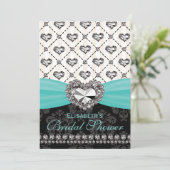 Aqua PRINTED Diamond Bridal Shower Kaart (Staand voorkant)
