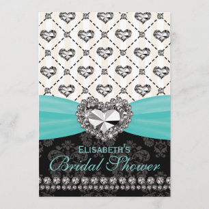 Aqua PRINTED Diamond Bridal Shower Kaart