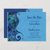 Aqua Puau Shell Wedding Save the Date Briefkaart (Voorkant / Achterkant)