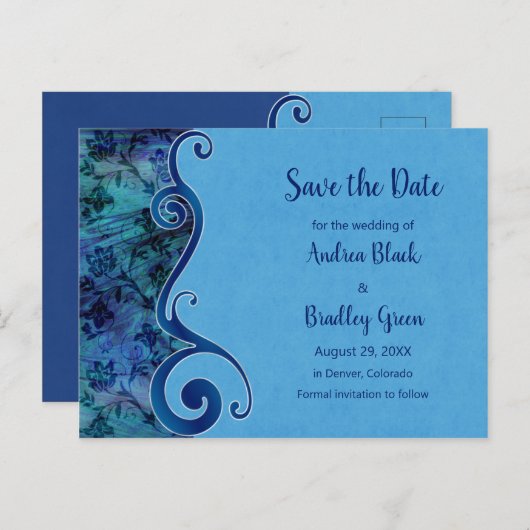 Aqua Puau Shell Wedding Save the Date Briefkaart (Voorkant / Achterkant)