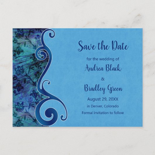 Aqua Puau Shell Wedding Save the Date Briefkaart (Voorkant)