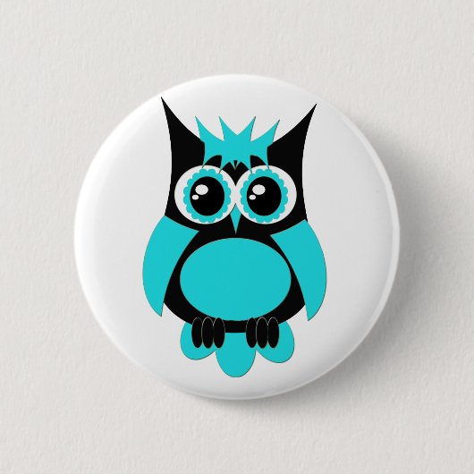 Aqua Punk Owl Button (Voorkant)