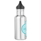 Aqua Quatrefoil Monogram Waterfles (Links)
