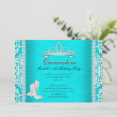 Aqua Quinceanera 15e verjaardag op hoge hoogte Tia Kaart (Staand voorkant)