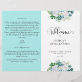 Aqua Quinceanera, Aqua en White Floral (Voorkant)