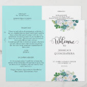 Aqua Quinceanera, Aqua en White Floral (Voorkant / Achterkant)