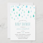Aqua Raindrops | Uitnodiging tot Baby shower (Voorkant)