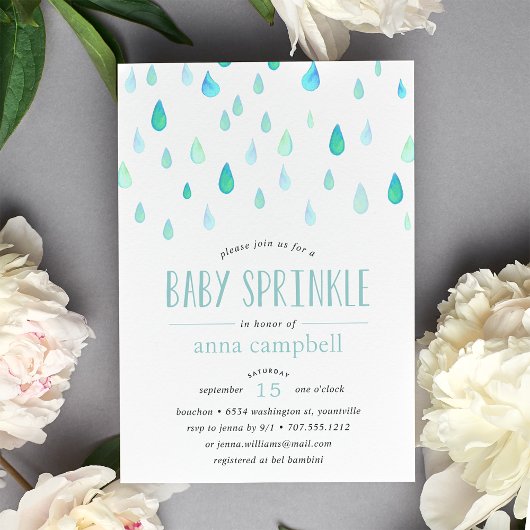 Aqua Raindrops | Uitnodiging voor Baby Sprinkle