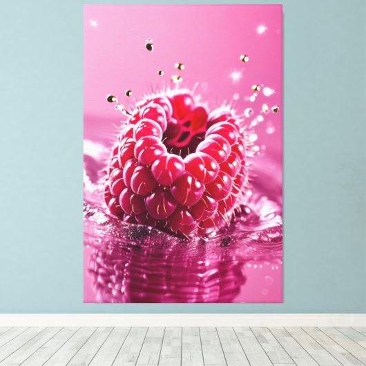 Aqua Raspberry Stretched Canvas Afdrukken (Insitu (Houten vloer))
