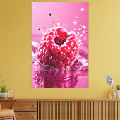 Aqua Raspberry Stretched Canvas Afdrukken (Insitu (Woonkamer))