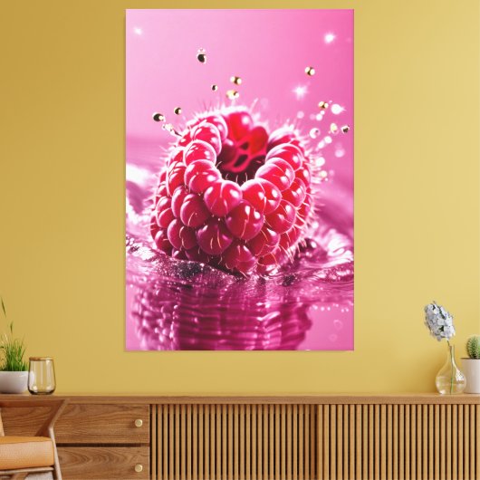 Aqua Raspberry Stretched Canvas Afdrukken (Insitu (Woonkamer))