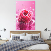 Aqua Raspberry Stretched Canvas Afdrukken (Insitu (Slaapkamer))