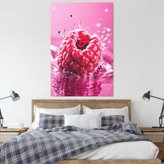 Aqua Raspberry Stretched Canvas Afdrukken (Insitu (Slaapkamer))