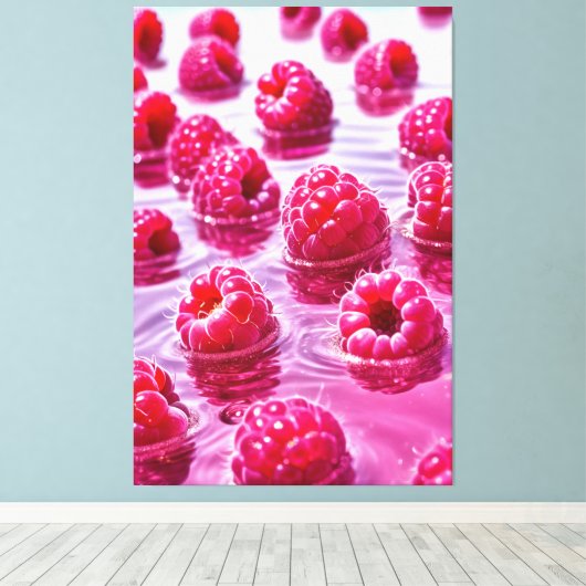 Aqua Raspberry Stretched Canvas Afdrukken (Insitu (Houten vloer))