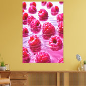 Aqua Raspberry Stretched Canvas Afdrukken (Insitu (Woonkamer))
