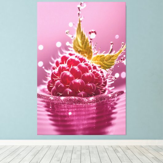 Aqua Raspberry Stretched Canvas Afdrukken (Insitu (Houten vloer))