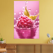 Aqua Raspberry Stretched Canvas Afdrukken (Insitu (Woonkamer))