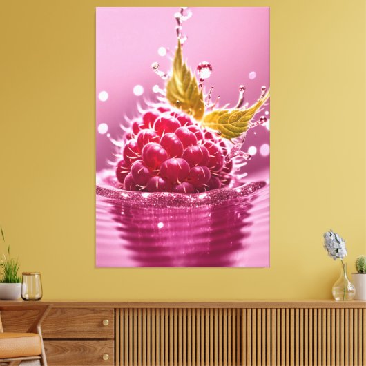 Aqua Raspberry Stretched Canvas Afdrukken (Insitu (Woonkamer))